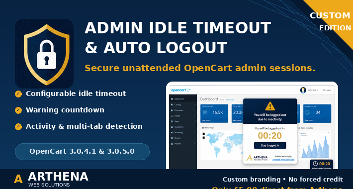 Admin Idle Timeout and Auto Logout Custom Edition for OpenCart